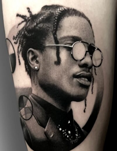 Jade Olivia tattoo of a black man